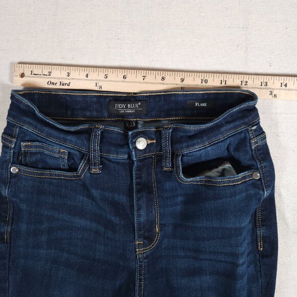 Judy Blue Womens Flare Jeans Size 1/25 Dark Wash Stretch Denim High Rise Boho - Picture 5 of 14